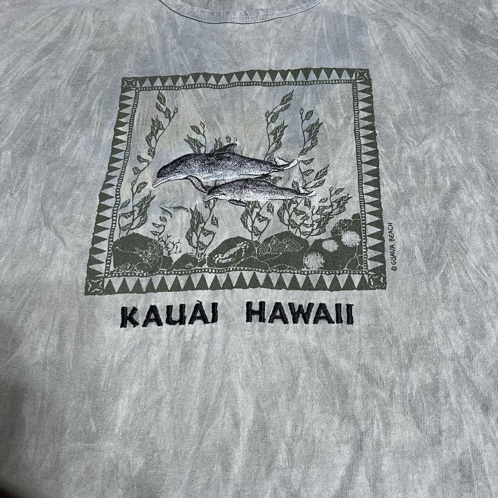 Vintage 90s Hawaii Kauai Shirt Adult Medium Tie Dye Embroidered Dolphin Beach - Picture 2 of 6
